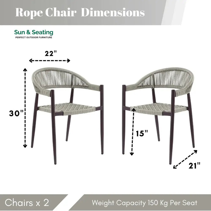 Mrinalini 2-Piece Outdoor Rope Patio Dining Chairs Dinning Chairs