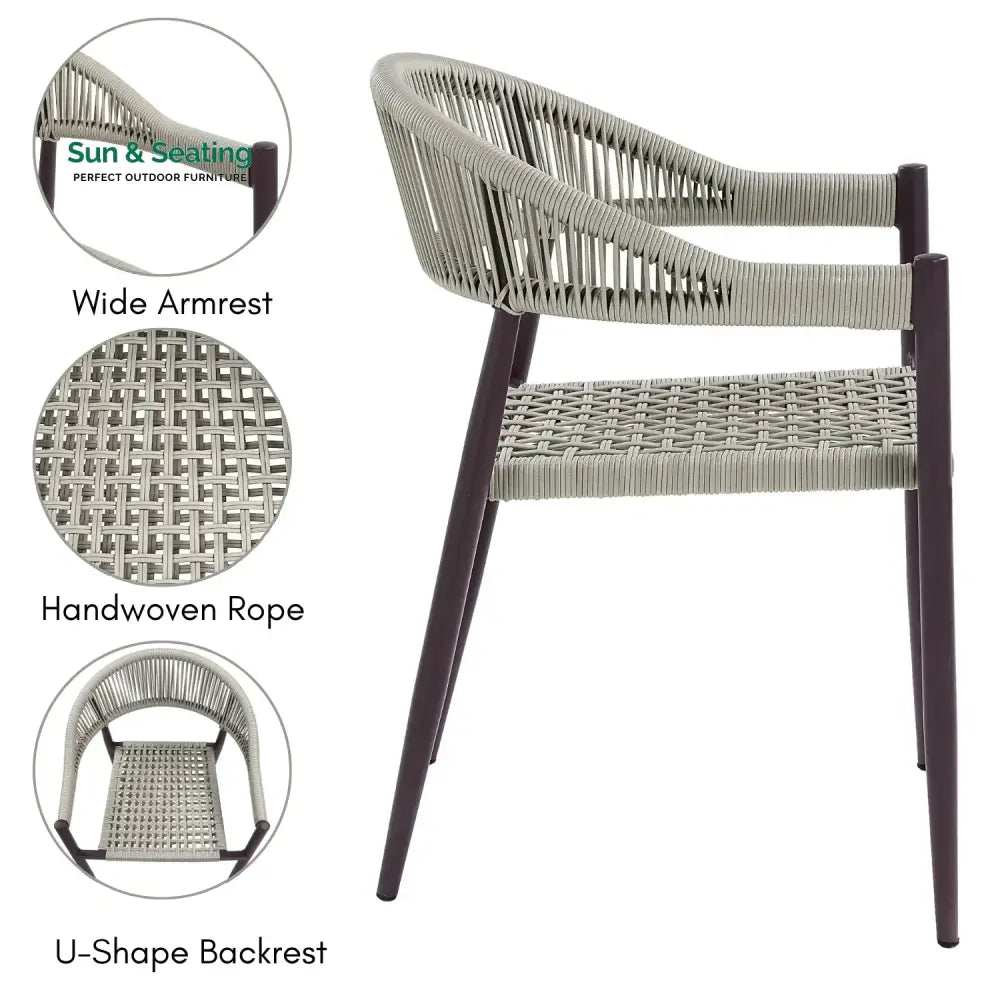 Mrinalini 2-Piece Outdoor Rope Patio Dining Chairs Dinning Chairs