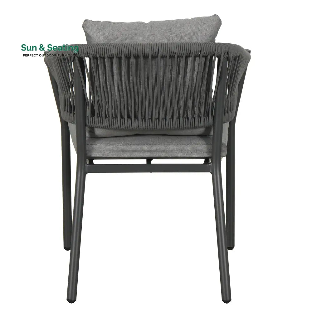 Muno Outdoor Patio Seating Set 4 Chairs and 1 Table Set (Black) Braided &amp; Rope Coffee Table Sets