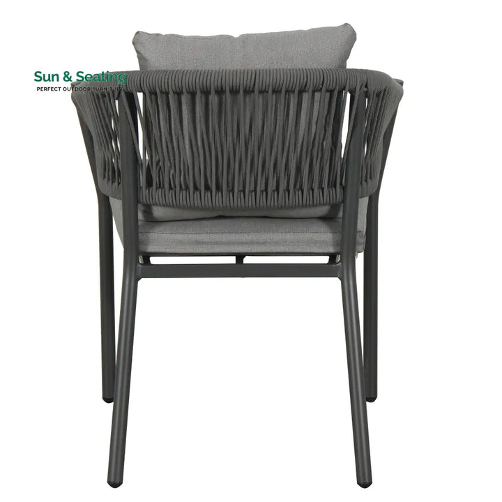 Muno Outdoor Patio Seating Set 4 Chairs and 1 Table Set (Black) Braided &amp; Rope Coffee Table Sets