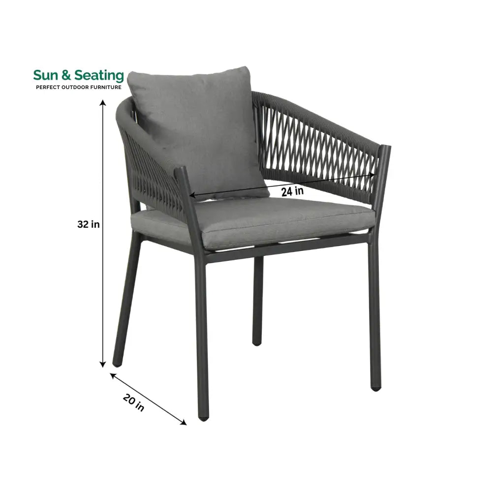 Muno Outdoor Patio Seating Set 4 Chairs and 1 Table Set (Black) Braided &amp; Rope Coffee Table Sets