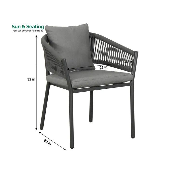 Muno Outdoor Patio Seating Set 4 Chairs and 1 Table Set (Black) Braided &amp; Rope Coffee Table Sets