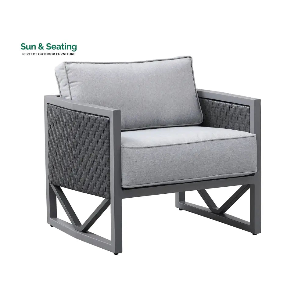 Myriad Outdoor Sofa Set 3 Seater 2 Single seater and 1 Center Table Set (Black + Grey) Sofa Sets