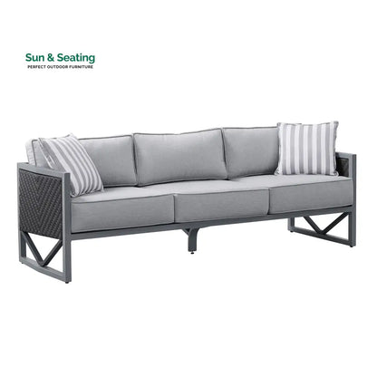 Myriad Outdoor Sofa Set 3 Seater 2 Single seater and 1 Center Table Set (Black + Grey) Sofa Sets