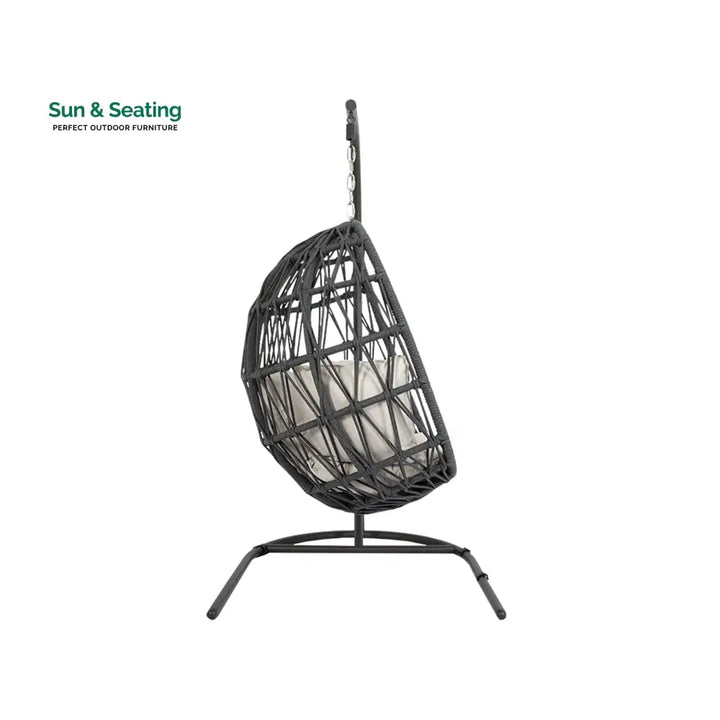 Naaru Single Seater Hanging Swing With Stand For Balcony Garden (Dark Grey) Braided &amp; Rope Swings