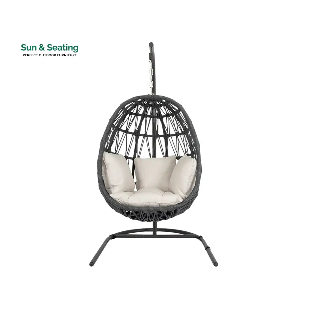 Naaru Single Seater Hanging Swing With Stand For Balcony Garden (Dark Grey) Braided &amp; Rope Swings
