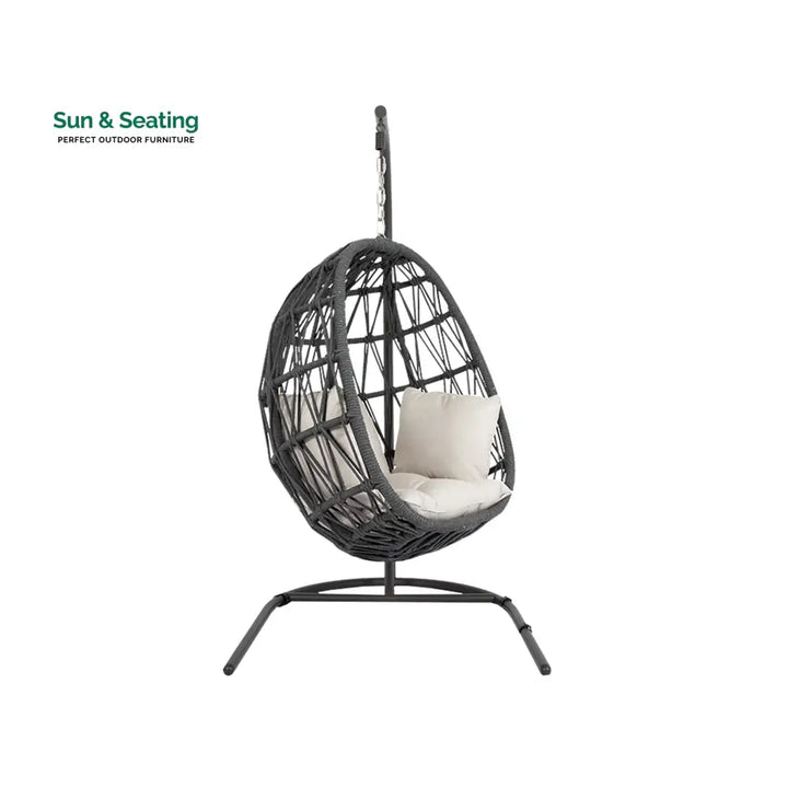 Naaru Single Seater Hanging Swing With Stand For Balcony Garden (Dark Grey) Braided &amp; Rope Swings