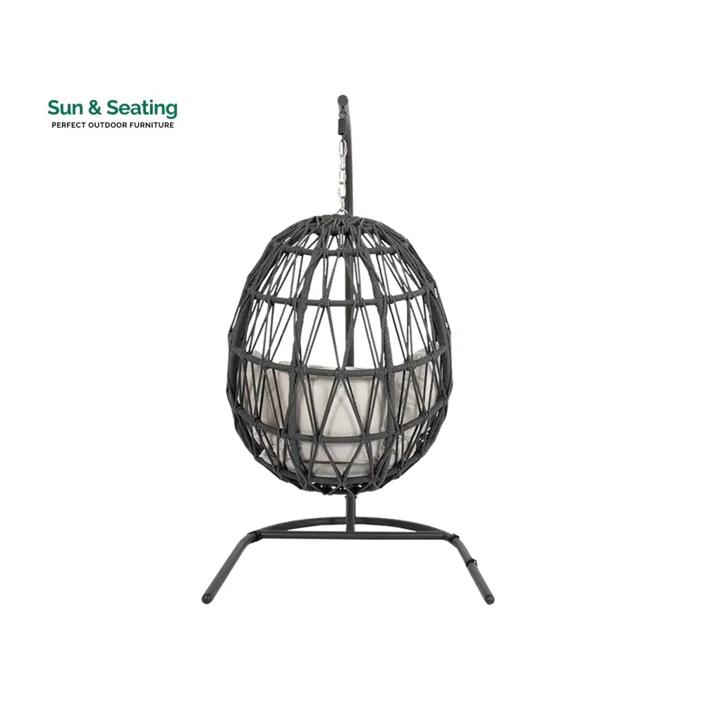 Naaru Single Seater Hanging Swing With Stand For Balcony Garden (Dark Grey) Braided &amp; Rope Swings