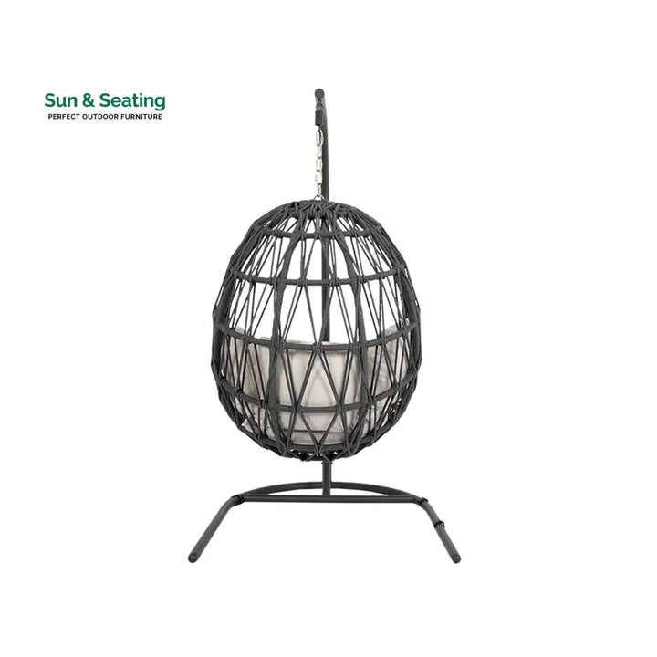 Naaru Single Seater Hanging Swing With Stand For Balcony Garden (Dark Grey) Braided &amp; Rope Swings