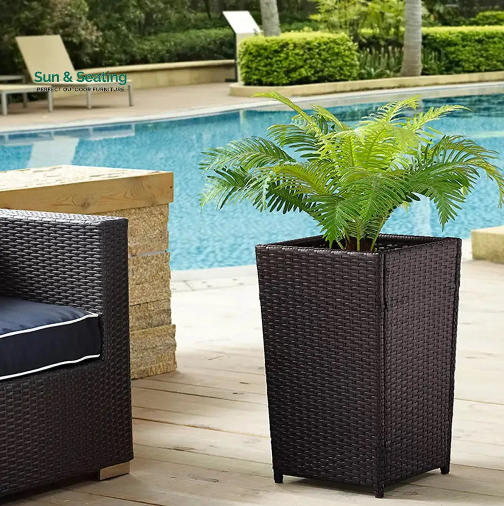 Nadi Outdoor Wicker Planters For Garden Balcony (Dark Brown) Planter