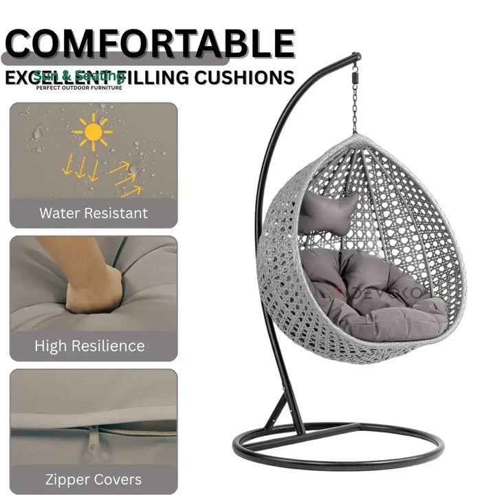 Nainika Single Seater Rattan &amp; Wicker Swing (Grey) Swing