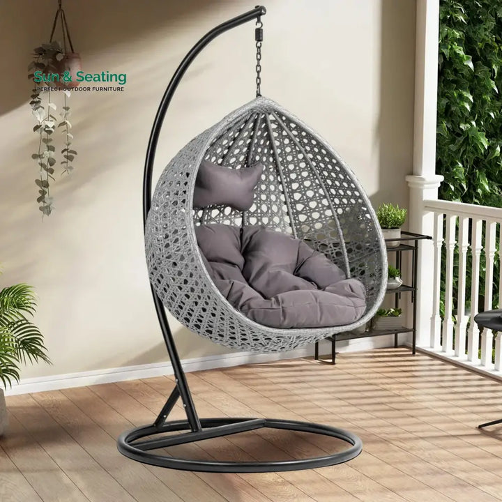 Nainika Single Seater Rattan &amp; Wicker Swing (Grey) Swing