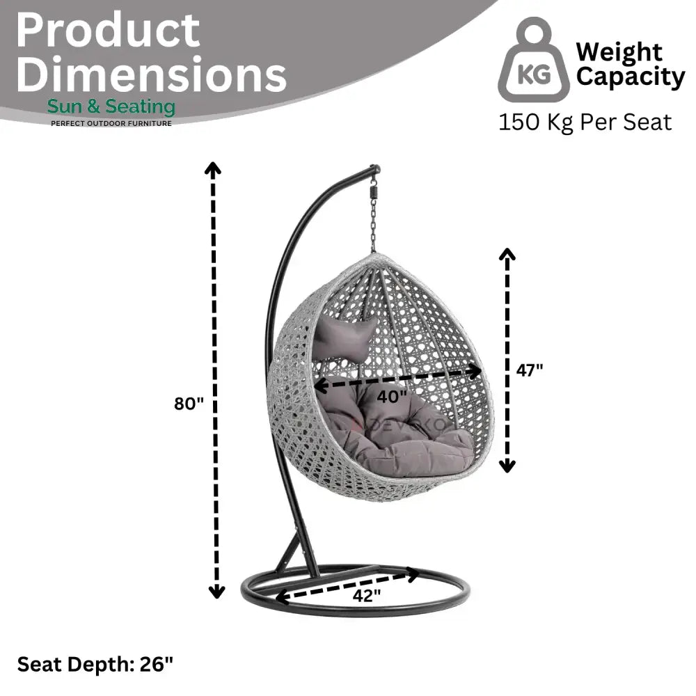 Nainika Single Seater Rattan &amp; Wicker Swing (Grey) Swing