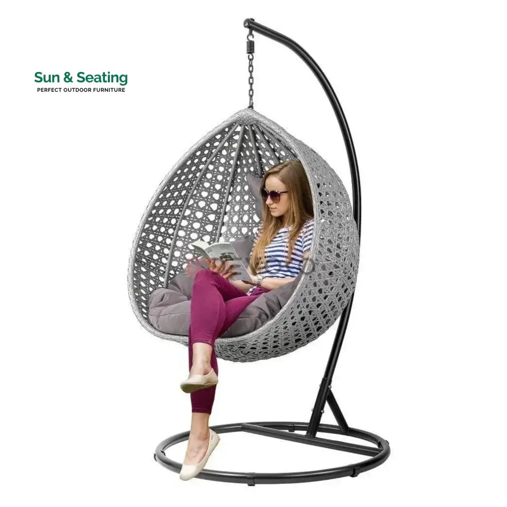 Nainika Single Seater Rattan &amp; Wicker Swing (Grey) Swing