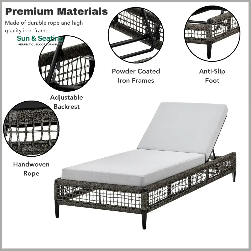 Najwa Outdoor All-Weather Rope Lounger with Cushions Lounger Set