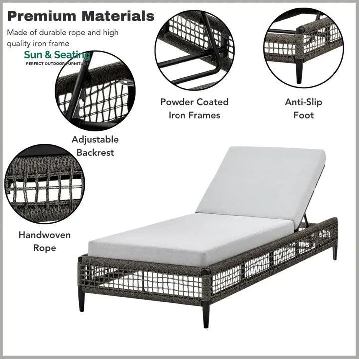 Najwa Outdoor All-Weather Rope Lounger with Cushions Lounger Set