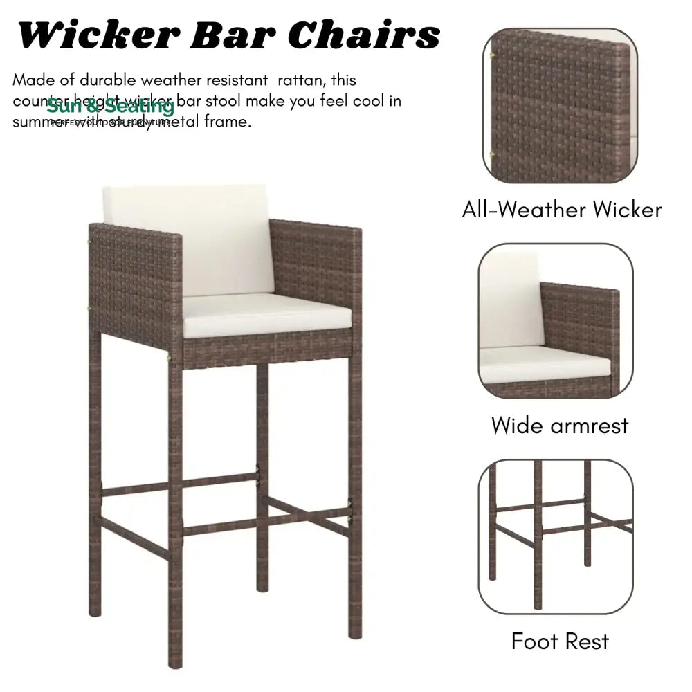 Nami 5-Piece Outdoor Rattan Wicker Bar Set Bar Set