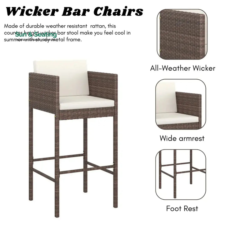 Nami 5-Piece Outdoor Rattan Wicker Bar Set Bar Set