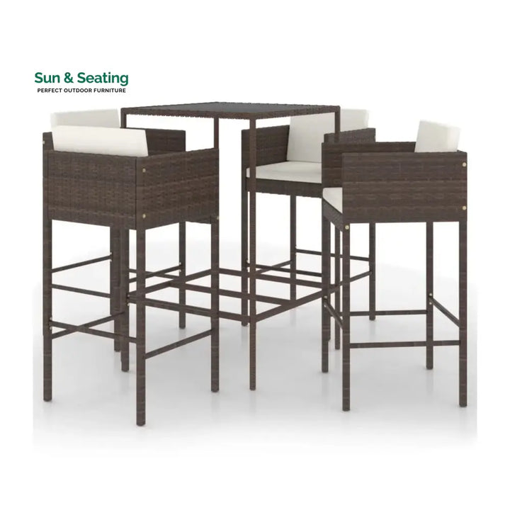 Nami 5-Piece Outdoor Rattan Wicker Bar Set Bar Set