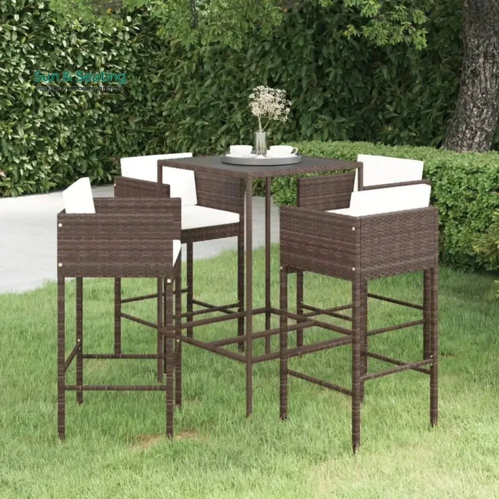 Nami 5-Piece Outdoor Rattan Wicker Bar Set Bar Set
