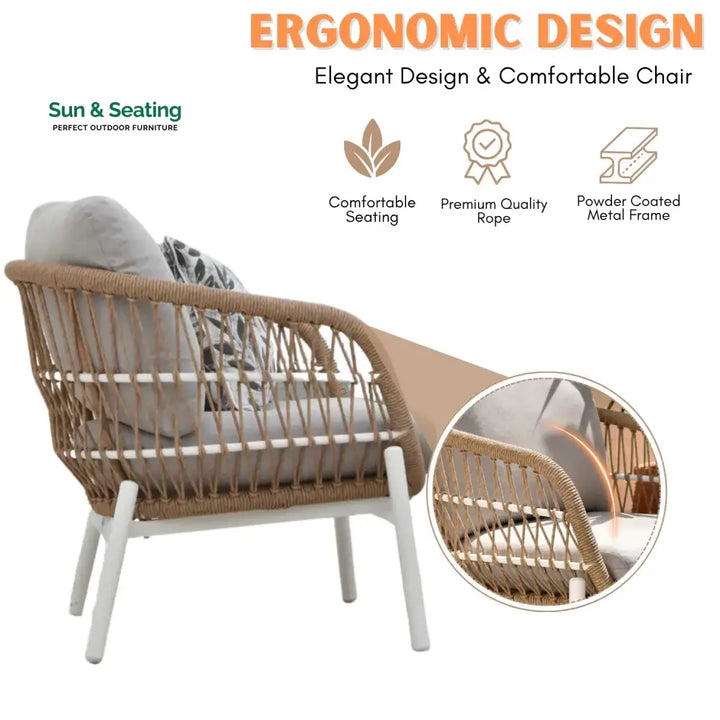 Nandita Outdoor 4 Seater Rope Conversation Sofa Set Sofa Set