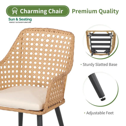 Nano Outdoor Patio Seating Set 4 Chairs and 1 Table Set (Tan) Dining sets