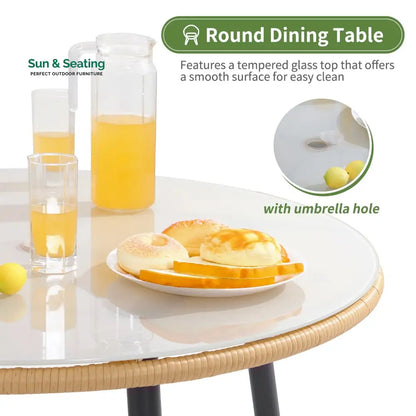 Nano Outdoor Patio Seating Set 4 Chairs and 1 Table Set (Tan) Dining sets