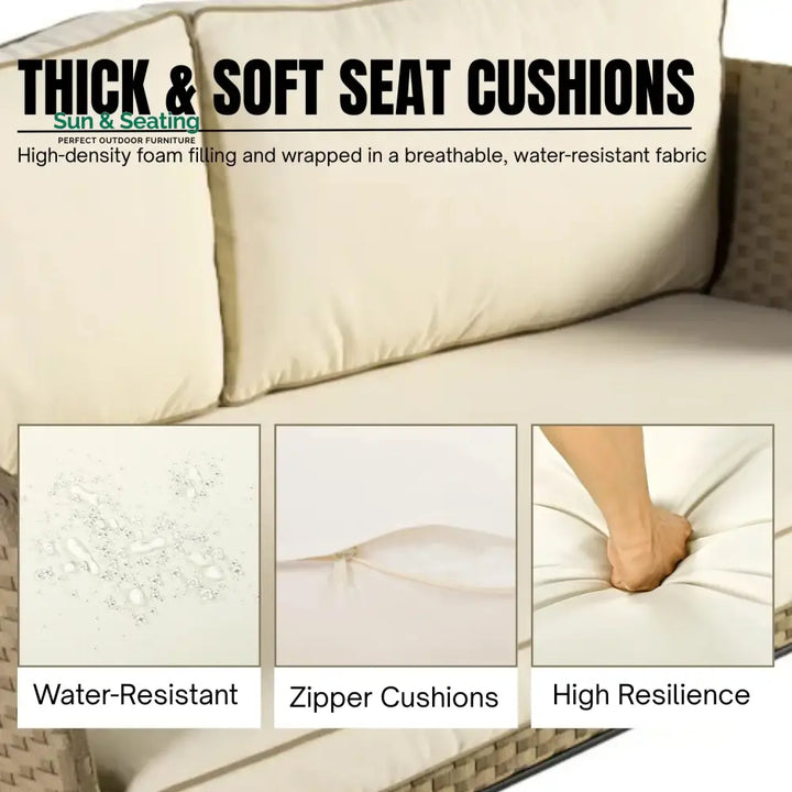 Naomi 5-Piece All Weather Wicker Sofa Set Sofa Set