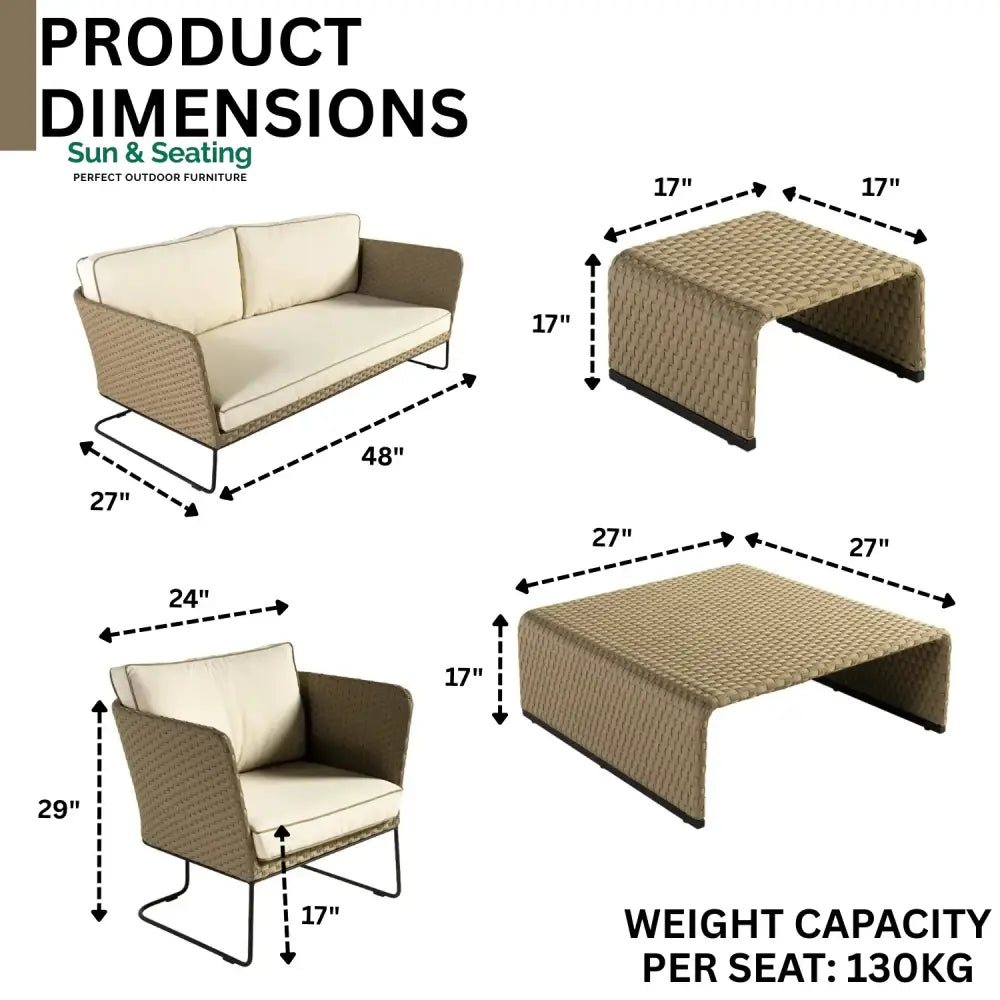 Naomi 5-Piece All Weather Wicker Sofa Set Sofa Set