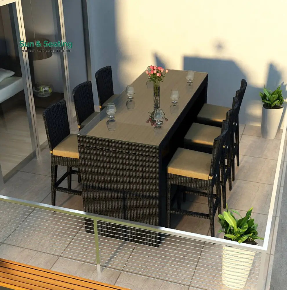 Napo Outdoor Patio Bar Sets 6 Chairs and 1 Table (Black) Bar Sets
