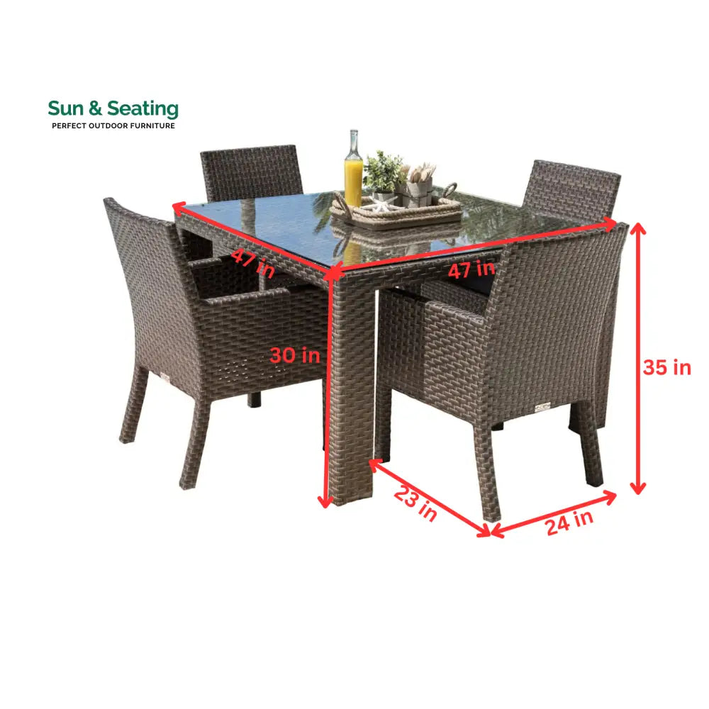 Napolitano Outdoor Patio Dining Set 4 Chairs and 1 Table (Brown) Dining sets