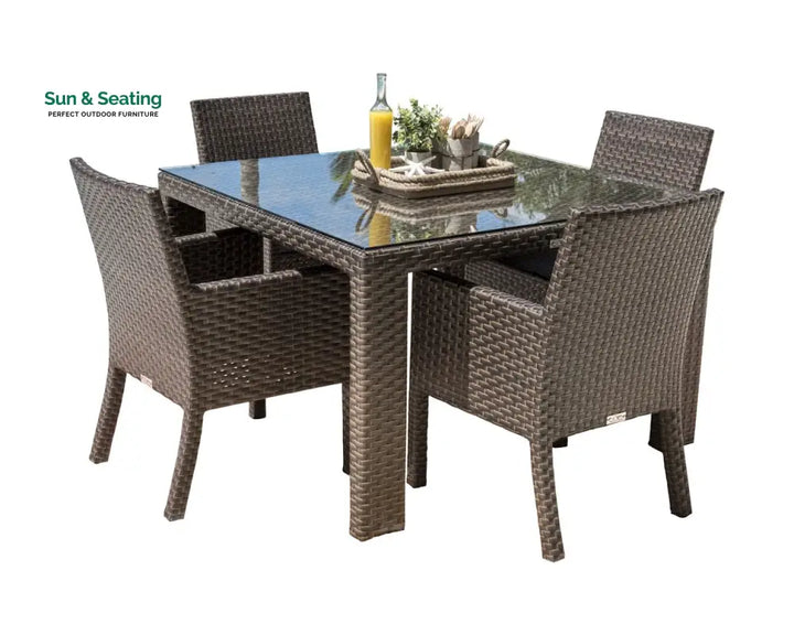 Napolitano Outdoor Patio Dining Set 4 Chairs and 1 Table (Brown) Dining sets
