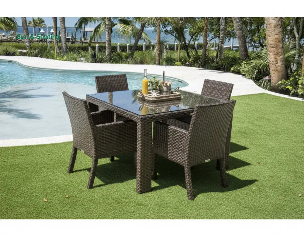 Napolitano Outdoor Patio Dining Set 4 Chairs and 1 Table (Brown) Dining sets