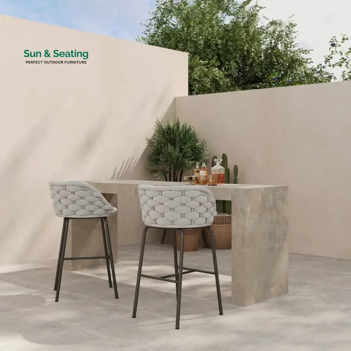 Natalia 2-Piece Outdoor Rope Bar Chairs – Stylish Comfort Built to Last Bar Chairs