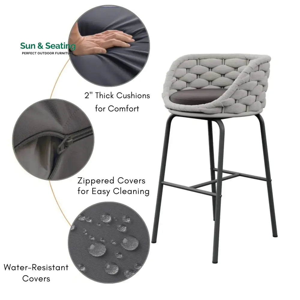 Natalia 2-Piece Outdoor Rope Bar Chairs – Stylish Comfort Built to Last Bar Chairs