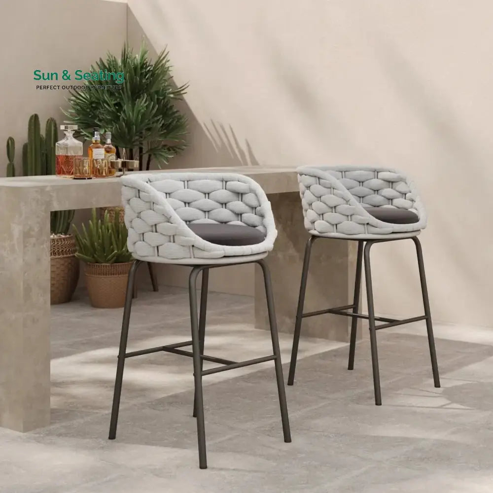Natalia 2-Piece Outdoor Rope Bar Chairs – Stylish Comfort Built to Last Bar Chairs