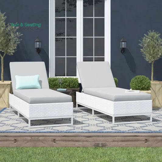 Navi Outdoor Swimming Poolside Lounger With (Set of 2) (White) Loungers