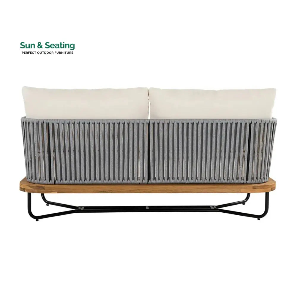 Navisha Outdoor 6-Piece Rope Woven Conversation Sofa Set with Wooden Top Table Sofa Set