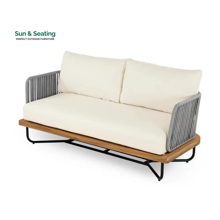 Navisha Outdoor 6-Piece Rope Woven Conversation Sofa Set with Wooden Top Table Sofa Set