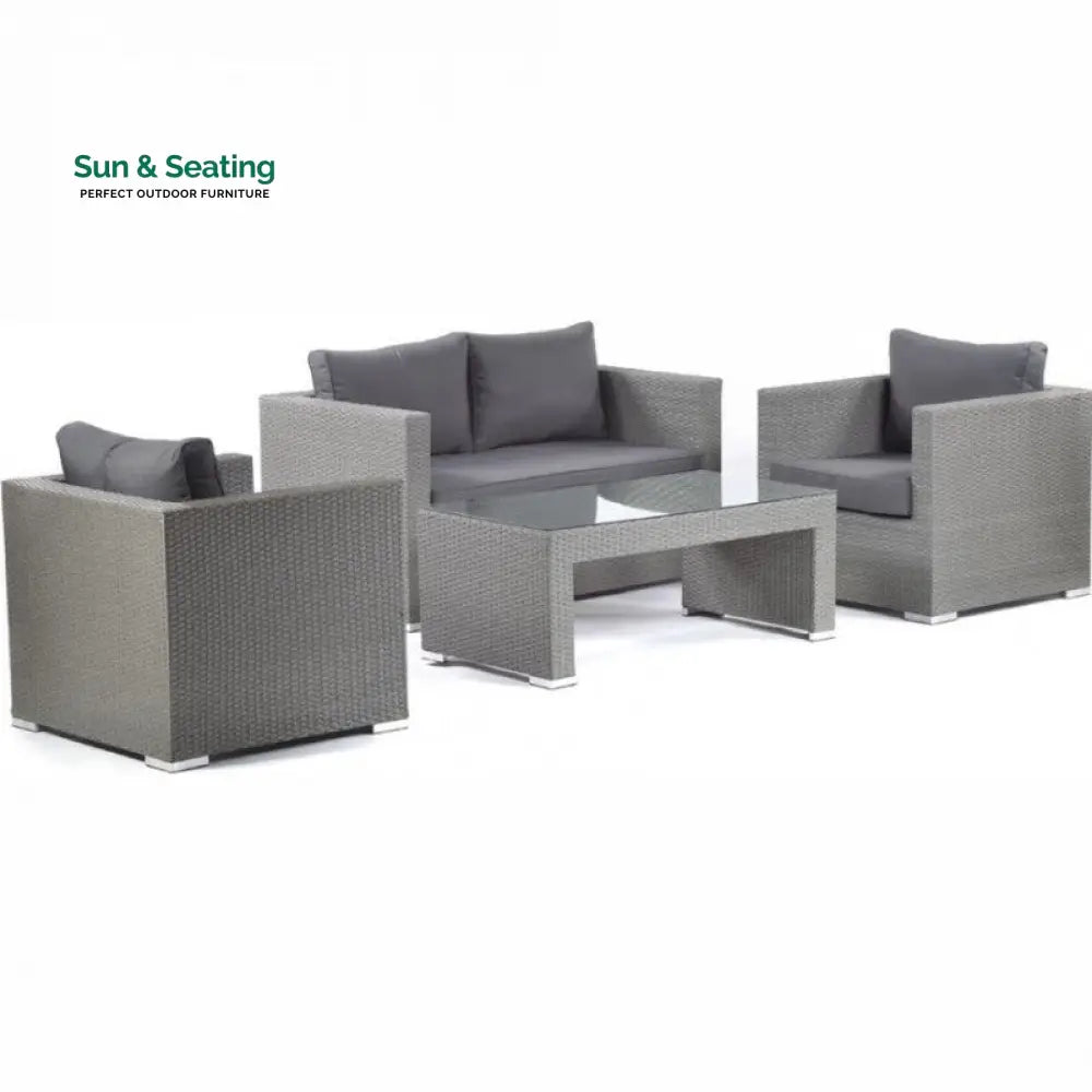 Nazaire Outdoor Garden Balcony Sofa Set 2 Seater 2 Single seater and 1 Center Table Set (Grey) Sofa Sets
