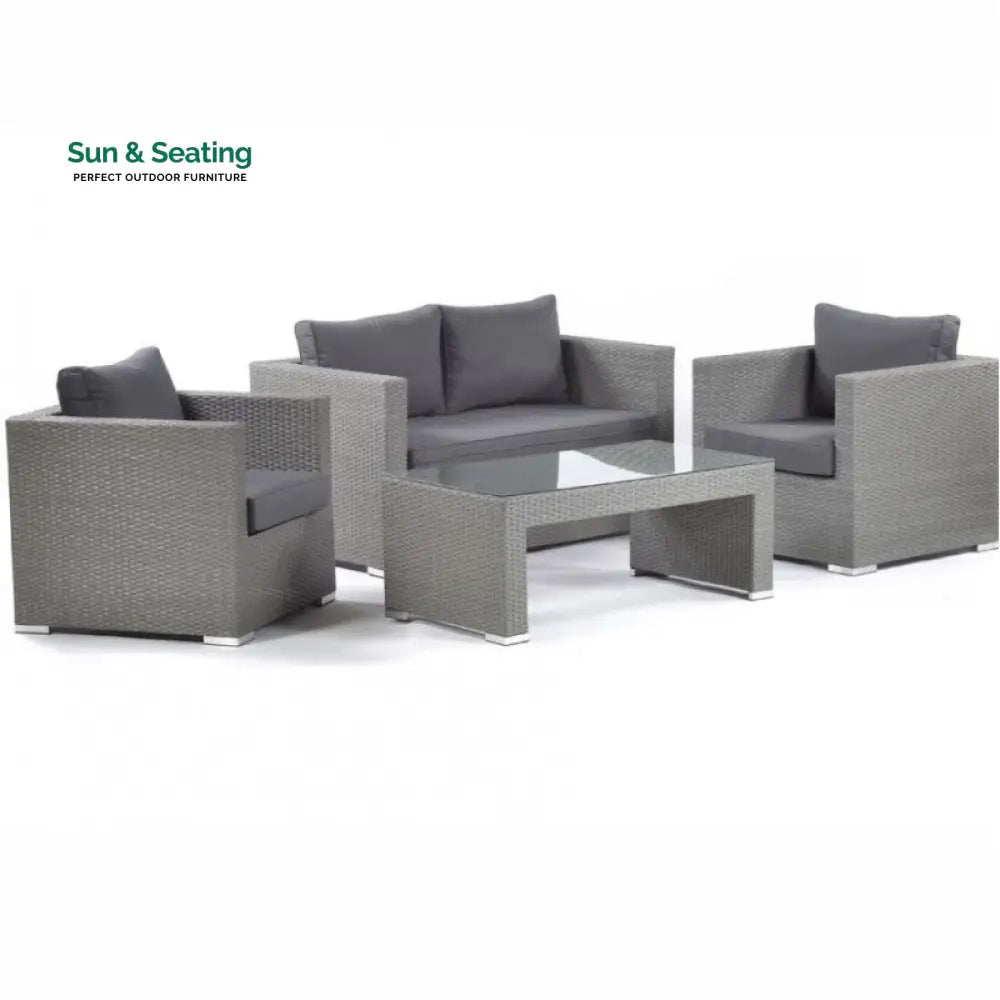 Nazaire Outdoor Garden Balcony Sofa Set 2 Seater 2 Single seater and 1 Center Table Set (Grey) Sofa Sets