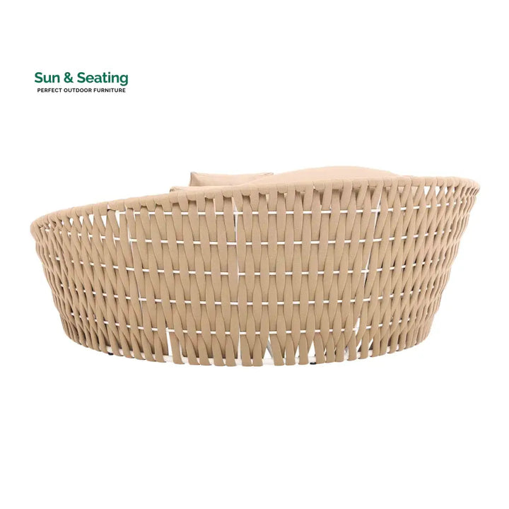 Neck Outdoor Poolside Sunbed With Cushion Daybed (Tan) Braided &amp; Rope Sunbed