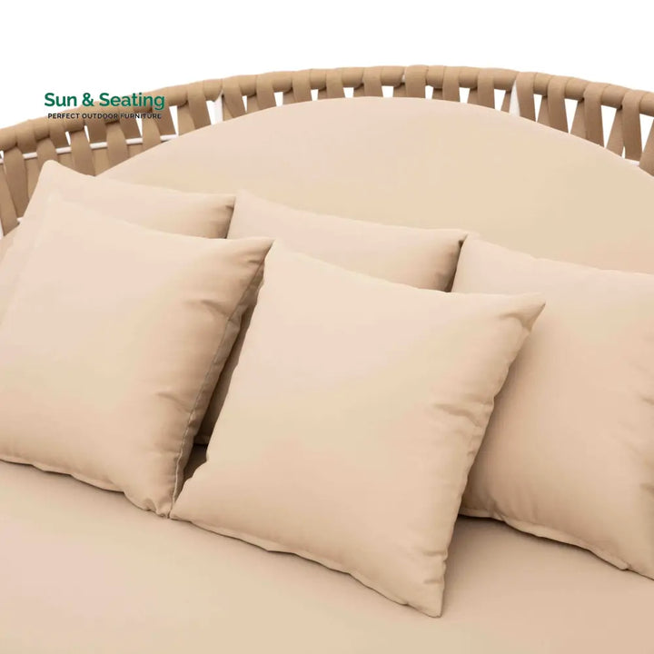 Neck Outdoor Poolside Sunbed With Cushion Daybed (Tan) Braided &amp; Rope Sunbed
