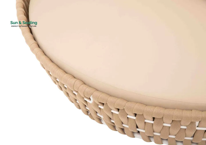 Neck Outdoor Poolside Sunbed With Cushion Daybed (Tan) Braided &amp; Rope Sunbed