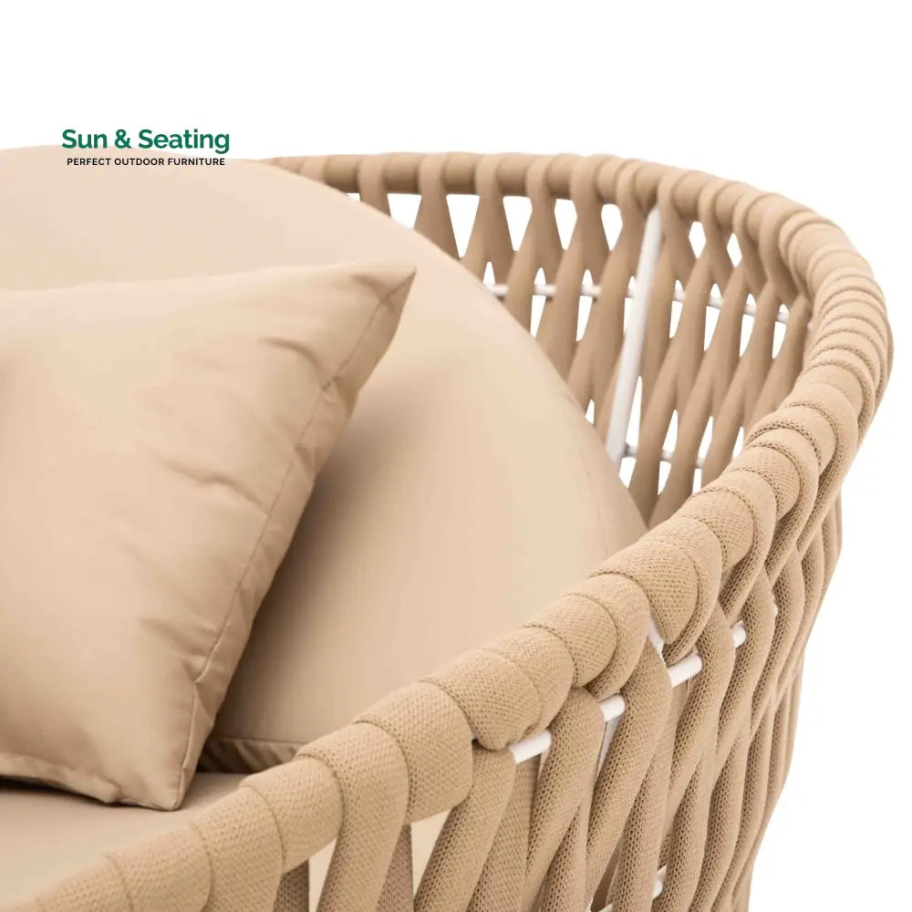 Neck Outdoor Poolside Sunbed With Cushion Daybed (Tan) Braided &amp; Rope Sunbed