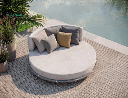Nemi Outdoor Poolside Sunbed With Cushion Daybed (Grey) Braided & Rope Sunbed