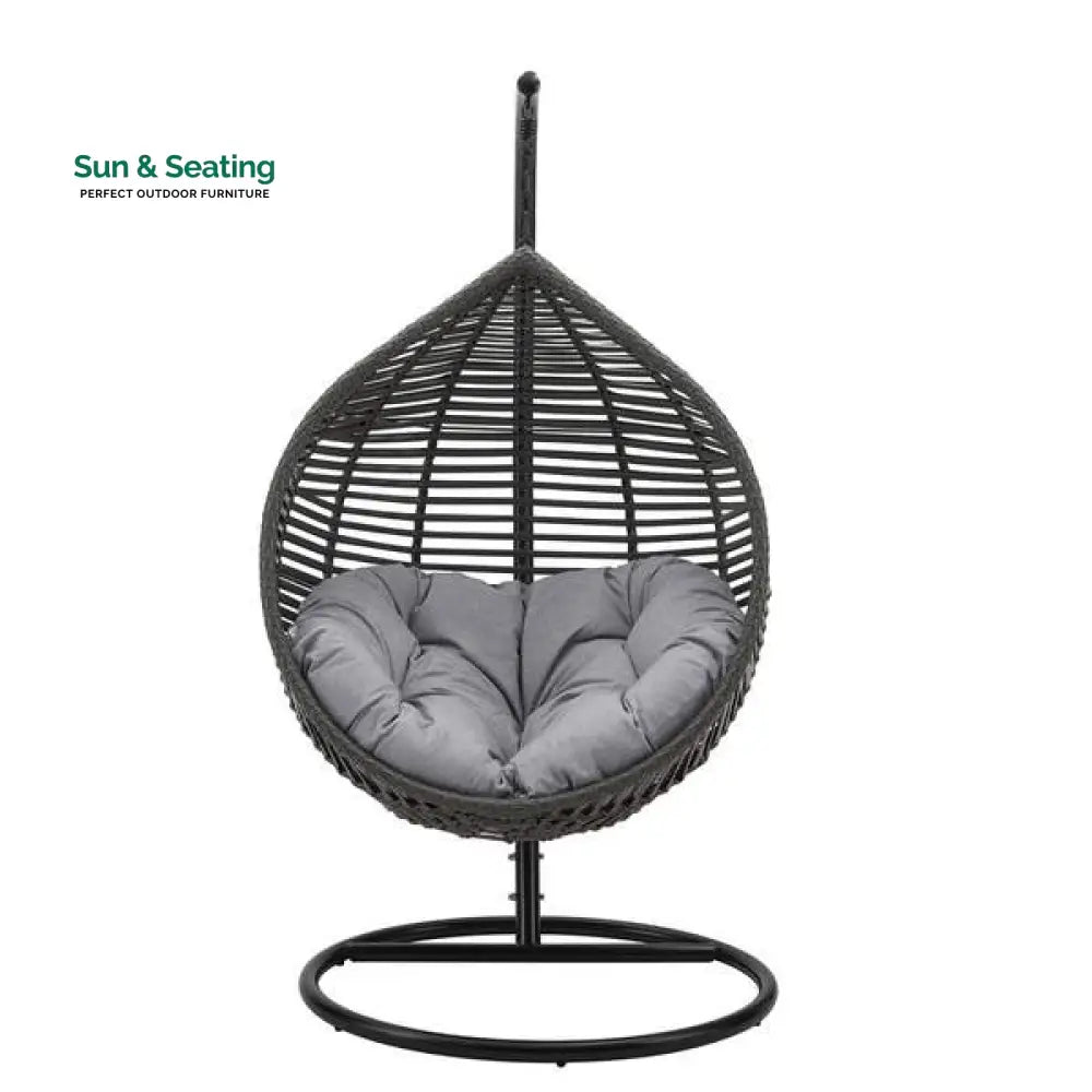 Nereza Single Seater Hanging Swing With Stand For Balcony Garden Swing (Black) Swings