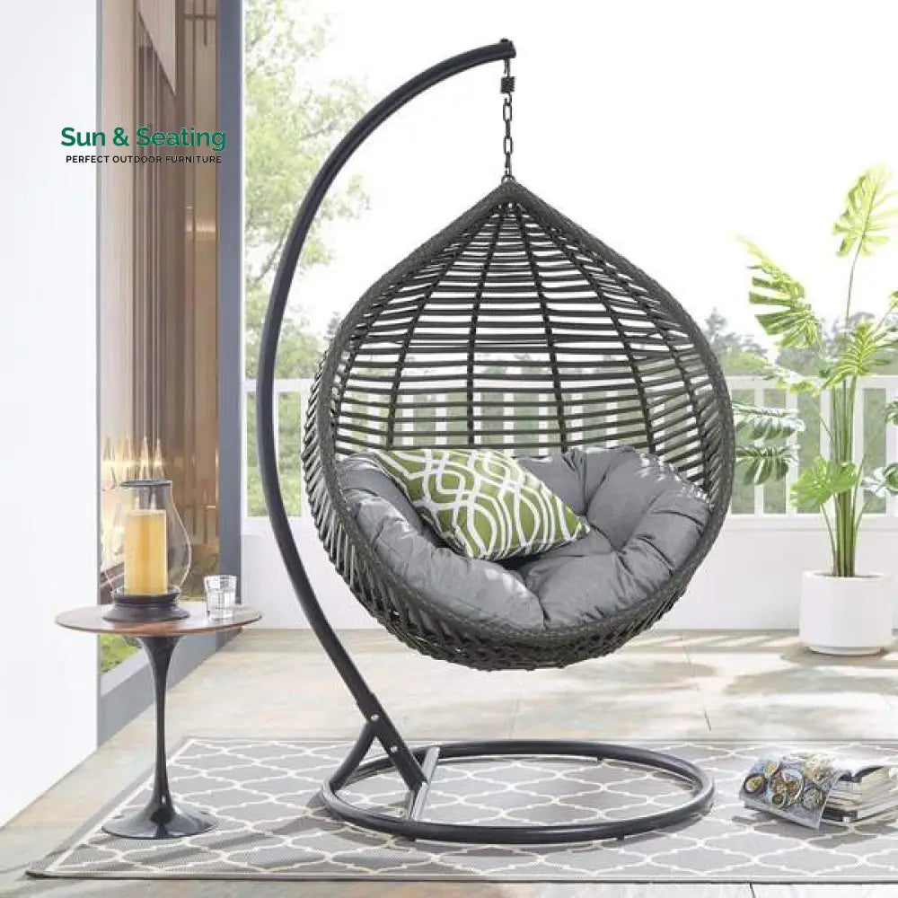 Nereza Single Seater Hanging Swing With Stand For Balcony Garden Swing (Black) Swings