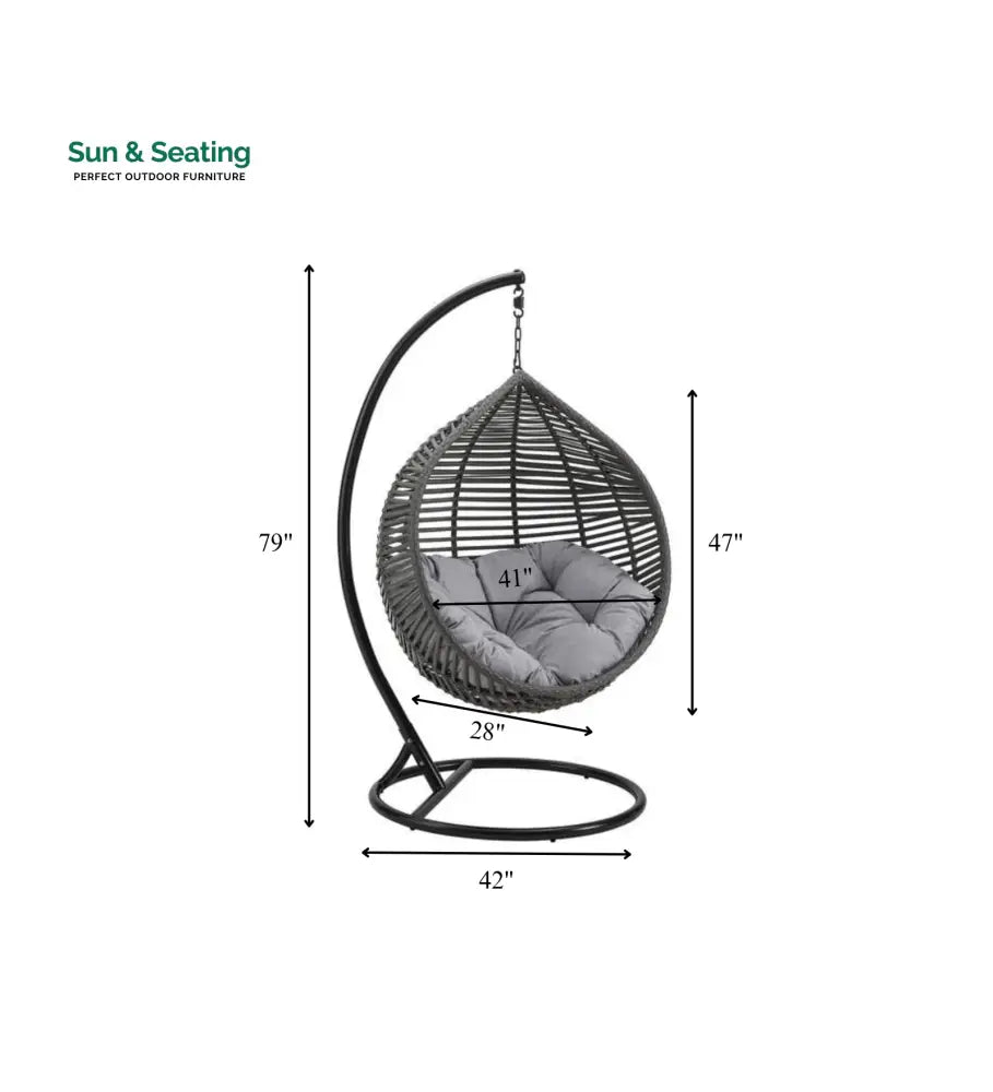 Nereza Single Seater Hanging Swing With Stand For Balcony Garden Swing (Black) Swings