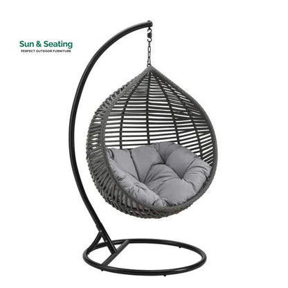 Nereza Single Seater Hanging Swing With Stand For Balcony Garden Swing (Black) Swings